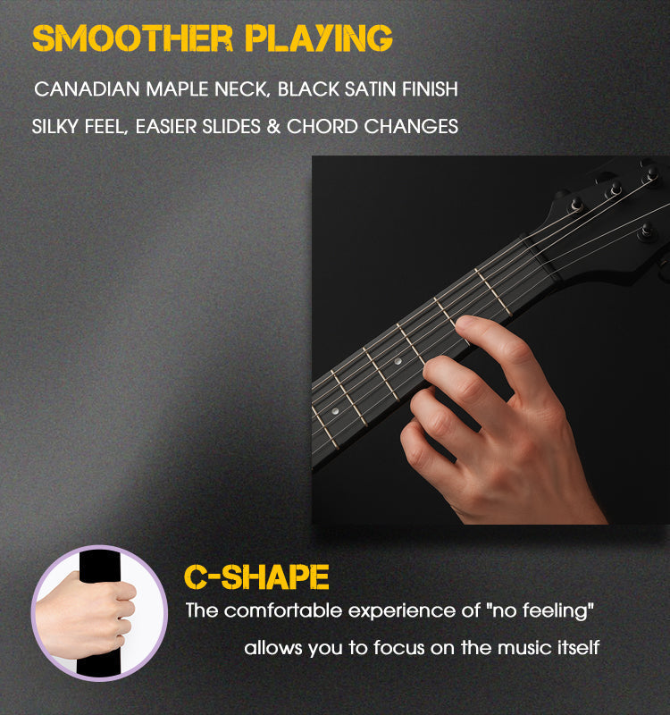 Solid Poplar Wood Electric Guitar - 39-Inch Beginner